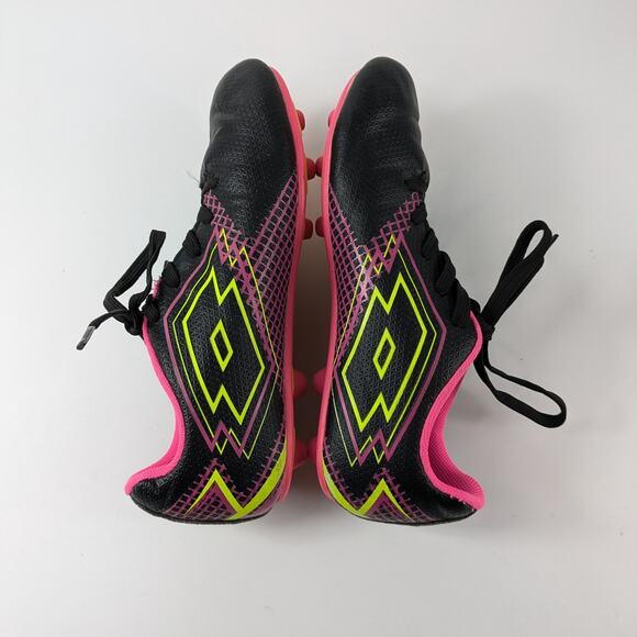 Girls Soccer Cleats Size 3.5 Lotto Forza Elite 3 JR Neon Pink Yellow 80s Bright - Picture 4 of 10